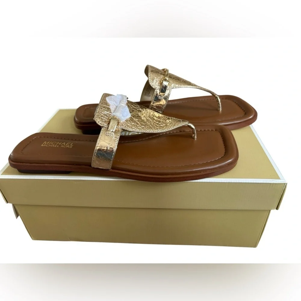 Michael Kors Gold and Brown Sandals